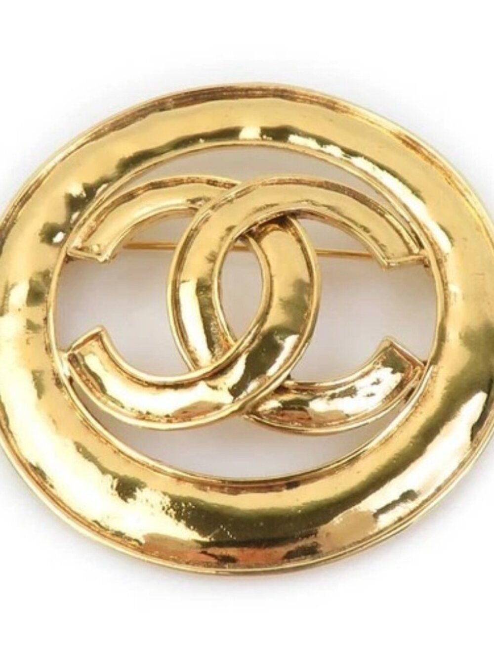 Auth CHANEL Vintage CC Logo Brooch Gold Metal - e60763i